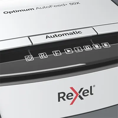 Destructeur de documents Rexel Optimum AutoFeed+ 50X coupe croisée DIN P4 50 feuilles 20L - Destructeurs de documents-3