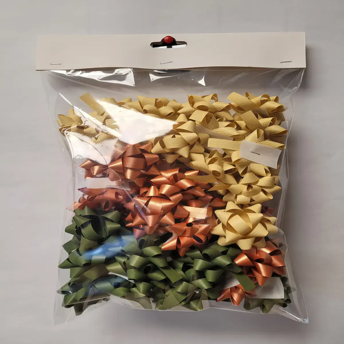 Assortiment étoiles adhésives kaki, cuivre, beige - ø 50 mm - sachet de 50 - Étoiles adhésives, Noeuds à tirer