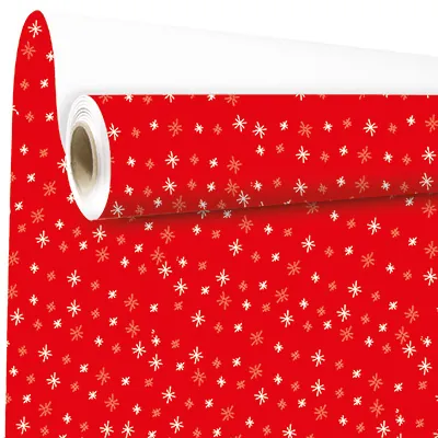 Papier cadeau couché rouge étoiles blanches 70 cm x 100 m 70 g/m² - Papier cadeaux couchés à motifs-2