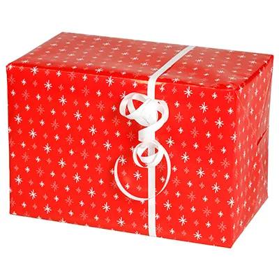 Papier cadeau couché rouge étoiles blanches 70 cm x 100 m 70 g/m² - Papier cadeaux couchés à motifs-3