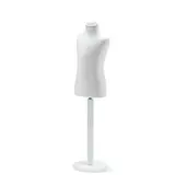 Buste enfant 6/8 ans tissu blanc pied rond bois H 54 cm - Bustes couture, torses couture