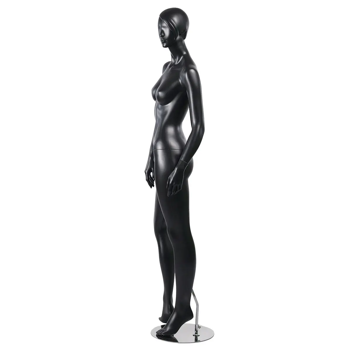 Mannequin femme, tête et cheveux sculptés H 177 cm Fibre de verre - Noir mat - Mannequins cheveux sculptés-2