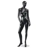 Mannequin femme, tête et cheveux sculptés H 177 cm Fibre de verre - Noir mat - Mannequins femmes