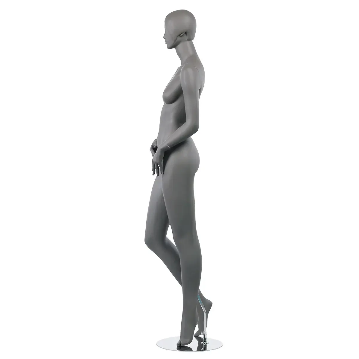 Mannequin femme, tête et cheveux sculptés H 179 cm Fibre de verre - Gris anthracite mat - Mannequins cheveux sculptés-2