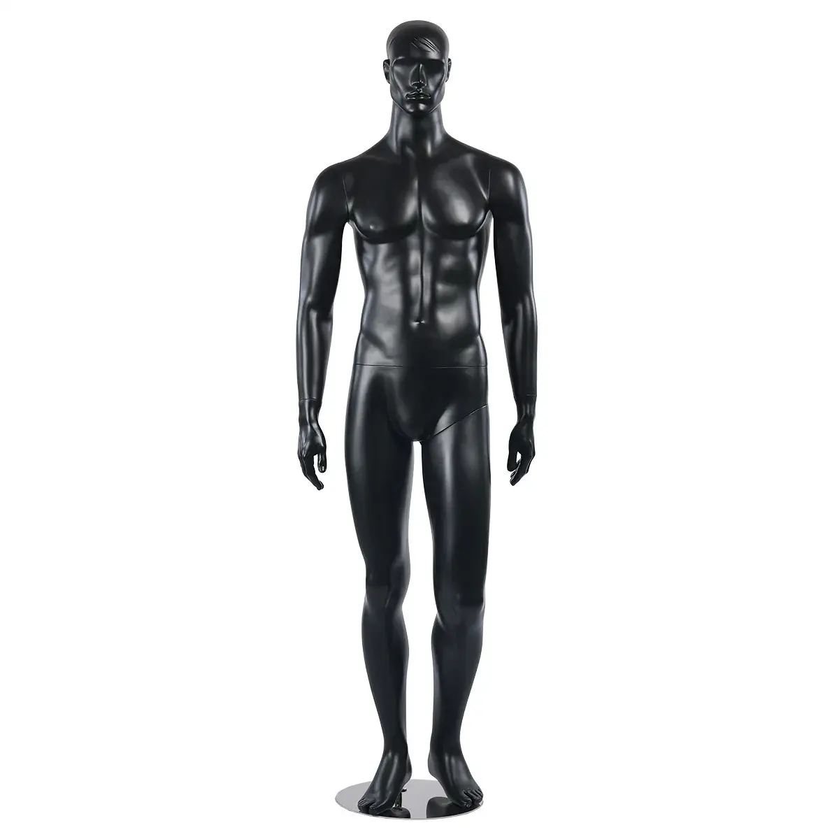 Mannequin homme, tête et cheveux sculptés H 184 cm Fibre de verre - Noir mat - Mannequins hommes