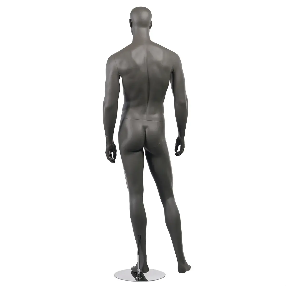 Mannequin homme, tête et cheveux sculptés, jambe droite sur le côté H 186 cm Fibre de verre - Gris anthracite mat - Mannequins cheveux sculptés-3