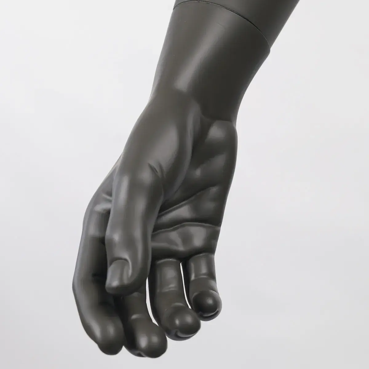 Mannequin homme, tête et cheveux sculptés, jambe droite sur le côté H 186 cm Fibre de verre - Gris anthracite mat - Mannequins cheveux sculptés-5