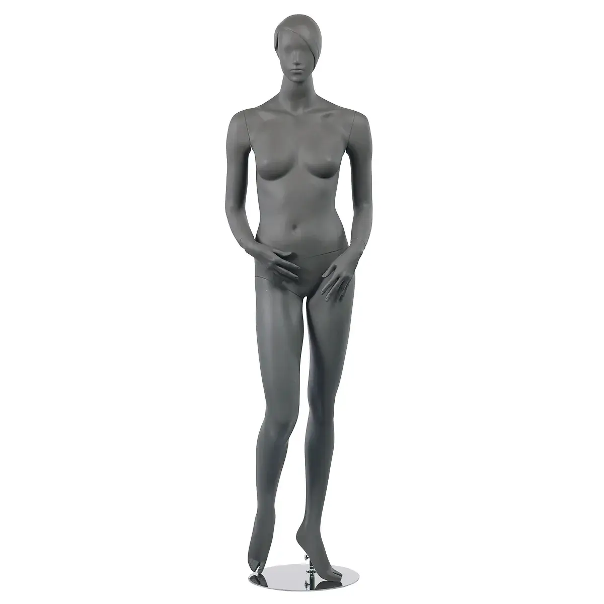 Mannequin femme, tête et cheveux sculptés H 179 cm Fibre de verre - Gris anthracite mat - Mannequins femmes