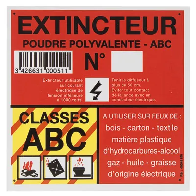 Panneau classe de feu ABC - Registres de sécurité entreprises et ERP