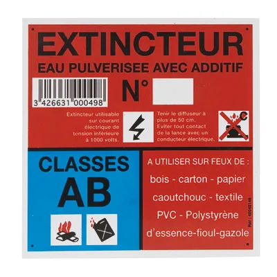 Panneau classe de feu AB - Registres de sécurité entreprises et ERP
