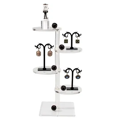 Présentoir 4 plateaux ronds  - Supports Plexi-3