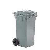 Conteneur poubelle roulant 80 litres gris avec couvercle basculant H 77 cm charge 32 kg PEHD