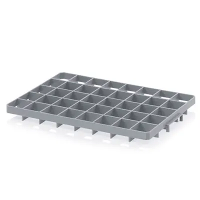 Séparateur pour bac Euro 40 compartiments 60 x 40 cm gris argenté - Bacs plastique à parois et fond pleins