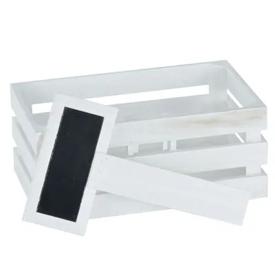 Lot de 3 caisses en bois ajourées avec pancartes ardoise - Caisse en bois-3