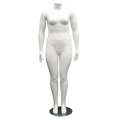 Mannequin femme grande taille sans tête, fibre de verre, blanc, H 170 cm - Mannequins grandes tailles