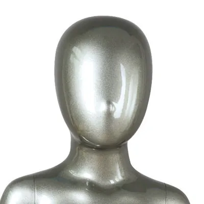 Mannequin vitrine abstrait enfant 4-5 ans mains dans le dos fibre de verre gris métallisé - Mannequins enfants-2