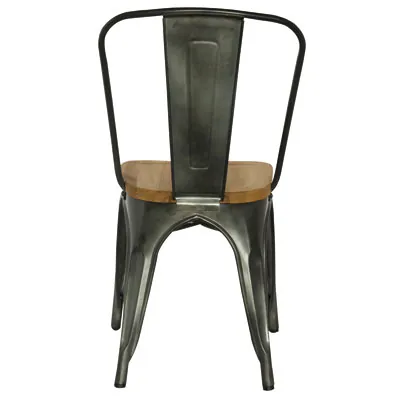 Chaise bistrot design industriel métal brut assise bois 43,5 x 52 x 84,5 cm - Chaises d'intérieur-4