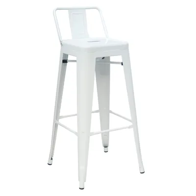 Tabouret haut en métal avec dossier blanc laqué 43,5 x 43,5 x 94 cm - Tabourets