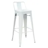Tabouret haut en métal avec dossier blanc laqué 43,5 x 43,5 x 94 cm - Tabourets
