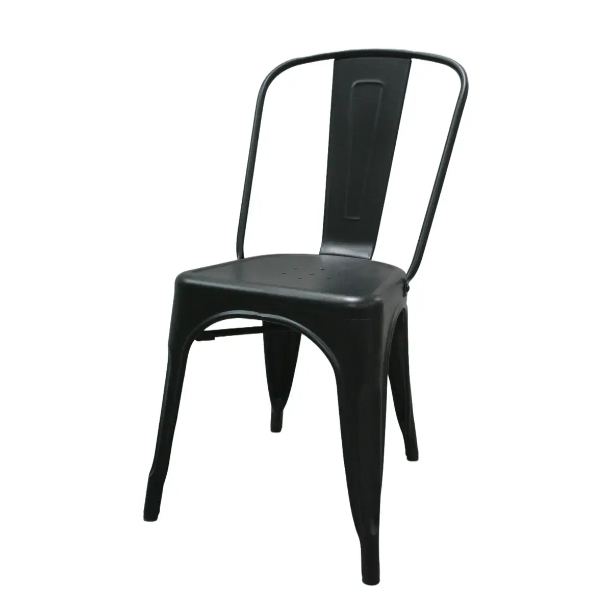 Chaise Bistrot Industrielle en Métal Noir Mat – Empilable et Robuste - Usage Pro CHR - Chaises d'intérieur