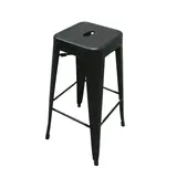 Tabouret de bar industriel empilable en métal noir H77cm – Assise avec passe-main