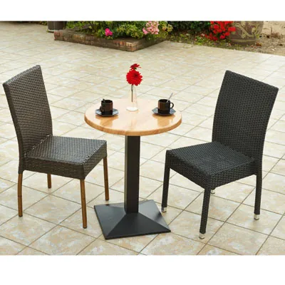 Chaise de terrasse tressée sans accoudoir polypropylène, noir - Chaises de terrasse-2