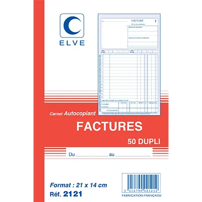 Facturier - Cahier de facture Elve Manifold A5 140 x 210 mm 50 pages 2 exemplaires - Facturiers