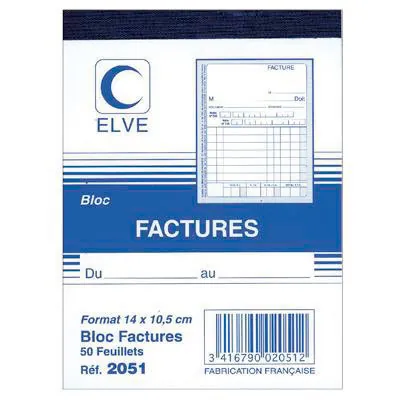 Facturier - Cahier de facture Elve Manifold 105 x 140 mm 50 pages 1 exemplaire - Facturiers