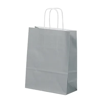 Sac kraft gris à poignées torsadées 35+14x44cm 90g/m² (x50) - Sacs kraft couleur poignées torsadées
