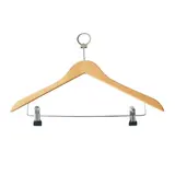 Cintre antivol bois naturel avec barre et clips métal 44,5 cm - Cintre professionnel - Lot de 8 - Cintres à pinces