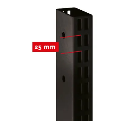 Montant 2 faces double perforation - Ligne Store noir pas de 25 mm-3