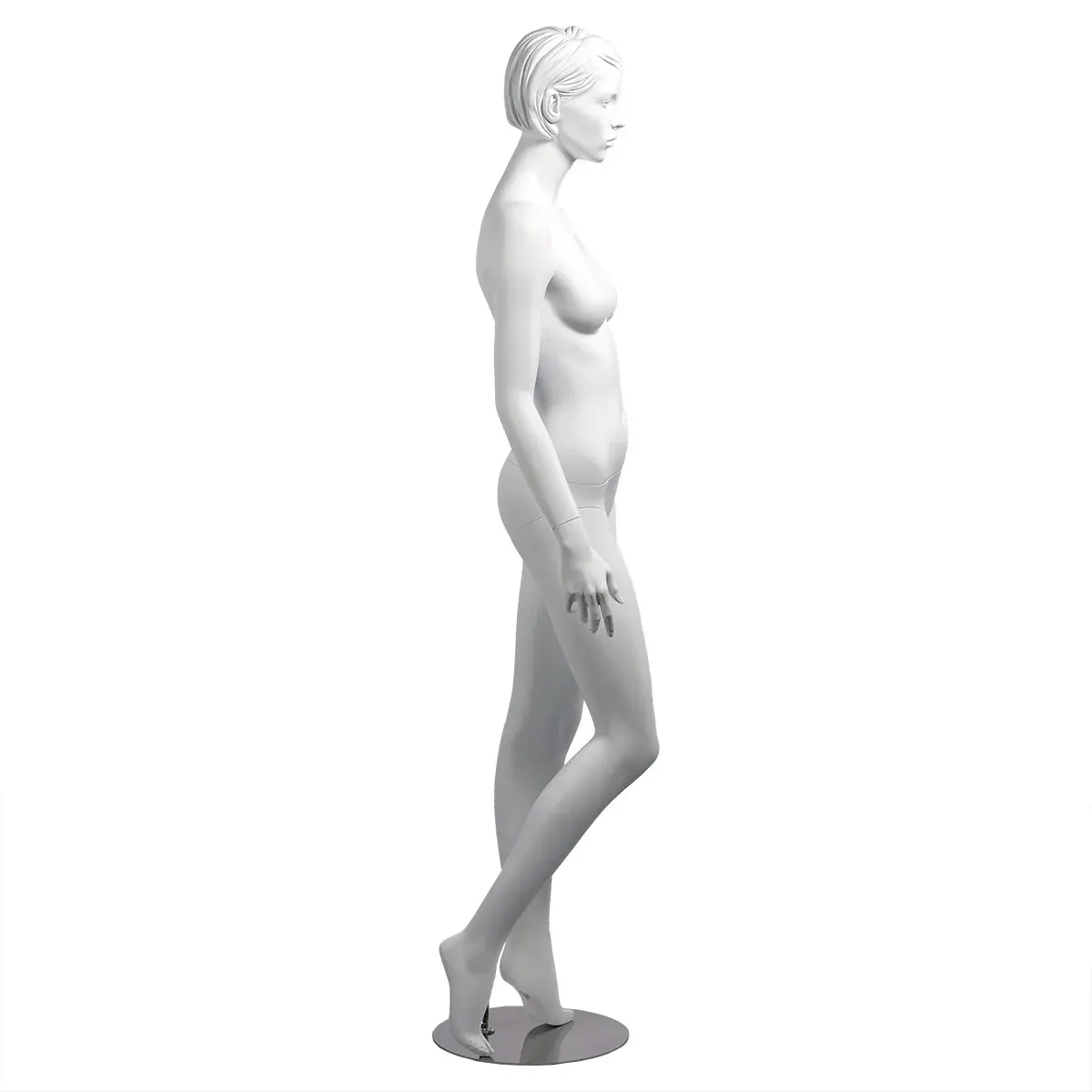 Mannequin femme, cheveux sculptés, bras long du corps H 178 cm Fibre de verre - Blanc - Mannequins cheveux sculptés-2