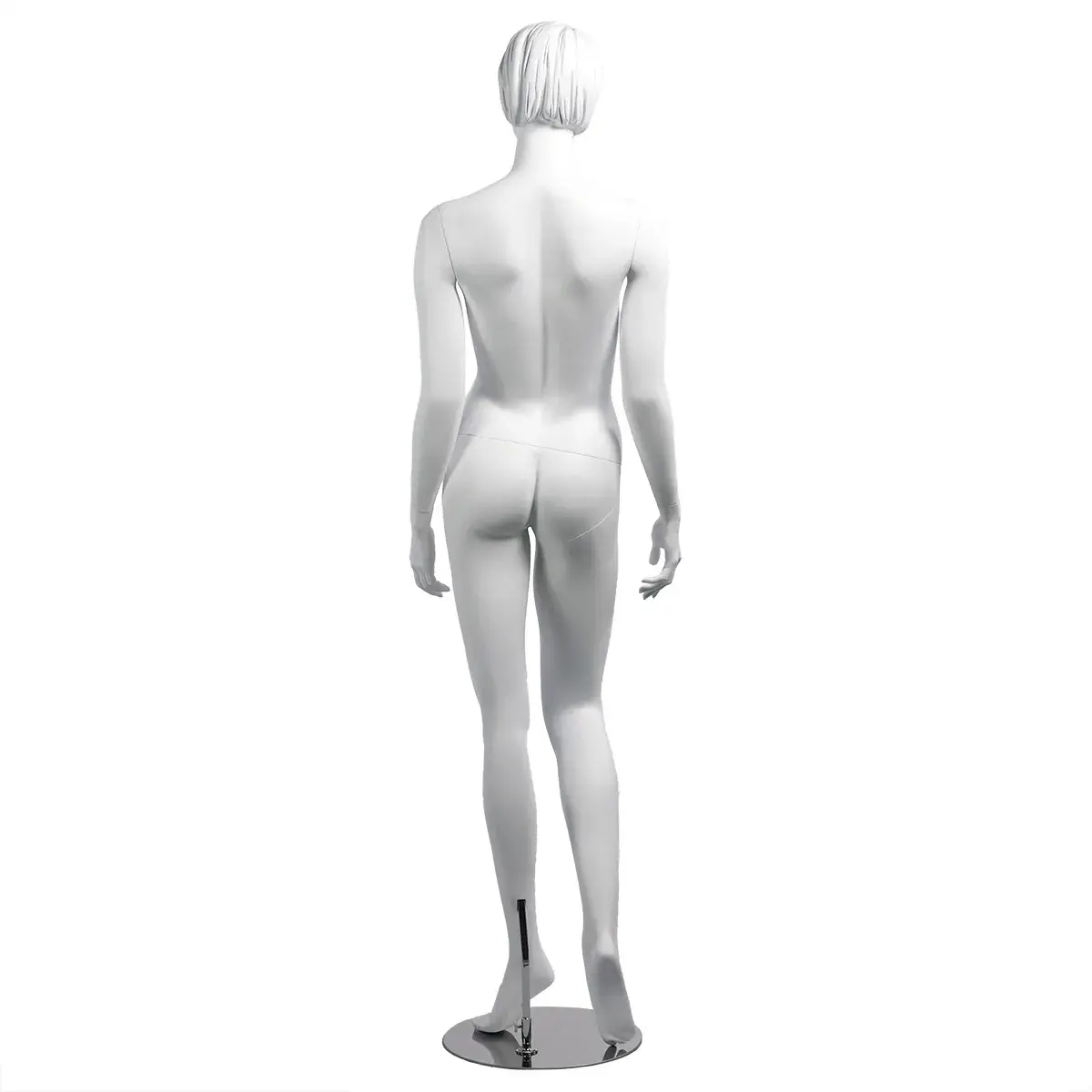 Mannequin femme, cheveux sculptés, bras long du corps H 178 cm Fibre de verre - Blanc - Mannequins cheveux sculptés-3
