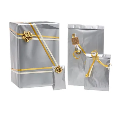 Pochette cadeau papier couché Argent 7 x 13,5 cm - Sachet papier - Lot de 250 - Pochettes cadeaux unies-2
