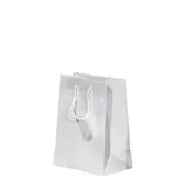 Sac pelliculé blanc brillant poignées cordelette 11,1 x 6,2 x 13,7 cm 157g – Paquet de 20 - Sacs pelliculés poignées cordelette