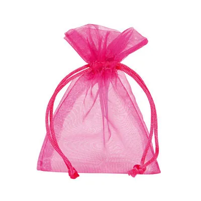 Pochette organza rose 7,5 x 10 cm - Paquet de 10 - Pochettes organza