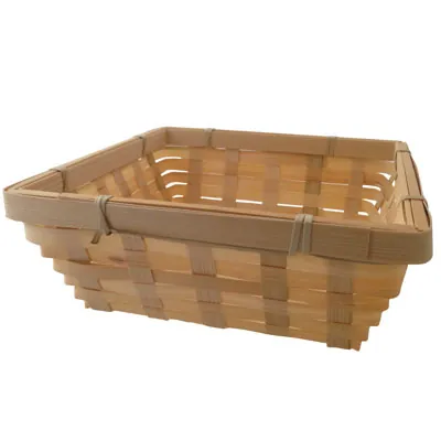 Corbeille bambou carrée naturel 18 x 18 x 7 cm, paquet de 10 - Corbeilles bambou