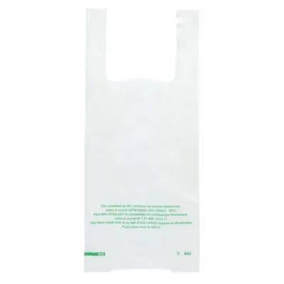 Sac bretelle biodégradable transparent 23 x 6 x 50 cm plastique biosourcé - Rouleau de 400 sacs - Sacs plastique biodégradables