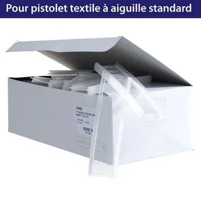 Attache étiquette pour pistolet textile aiguille standard 25mm, polypropylène - Boîte de 5000 - Attaches pour pistolet textile
