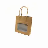 Sac kraft avec fenêtre et poignées torsadées, brun, 17,5 + 7,5 x 18,5 cm, paquet de 20