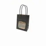 Sac kraft avec fenêtre et poignées torsadées, noir, 11 + 6 x 14 cm, paquet de 20