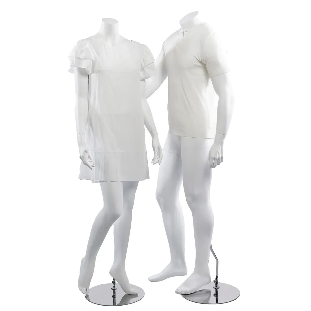 Mannequin femme, sans tête, bras le long du corps H 164 cm Fibre de verre - Blanc - Mannequins sans tête-4