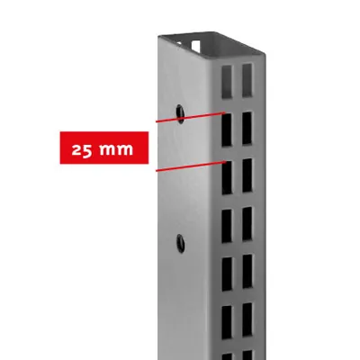 Montant 2 faces double perforation pas de 25 mm - Ligne Store gris métallisé pas de 25 mm-3