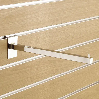 Bras droit pour fond rainuré L 30 cm métal chromé tube carré 17 x 17 mm - Bras-2