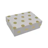 Boîte cadeau cloche rectangulaire blanche à pois dorés 14,5x10x5cm – Paquet de 10 - Boites cloches