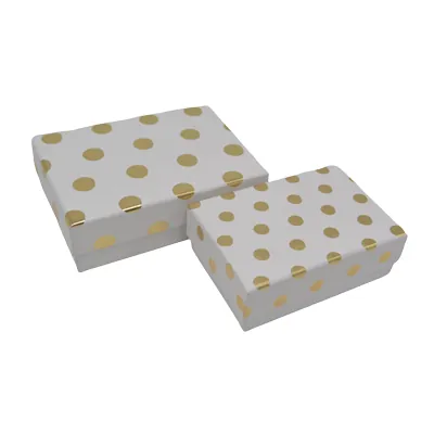 Boîte cadeau cloche rectangulaire blanche à pois dorés 17x12x5,5cm – Paquet de 10 - Boites cloches-3