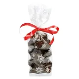 Sachet polypro Noël Flocons blancs fond carton argenté 10 x 22 cm 35µ - Sachet confiserie Noël - Sachet bonbons Noël - Lot de 100 - Sachets chocolats Noël