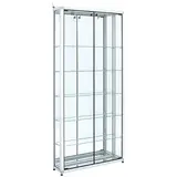 Vitrine d'exposition aluminium fond miroir verre sécurisé 5 tablettes 80 x 20 x 180 cm - Meuble vitrine - Vitrines Verre & Aluminium