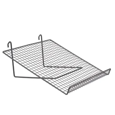 Tablette fil inclinée pour présentoir grille 35 x 35 cm - Tablette pour grille d'exposition - Gris Martelé - Tablettes, Corbeilles et Porte visuels pour grilles-2